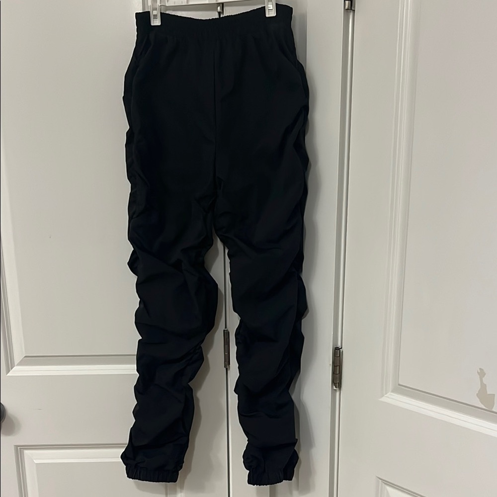 Black Ruched Joggers with Elastic Waist